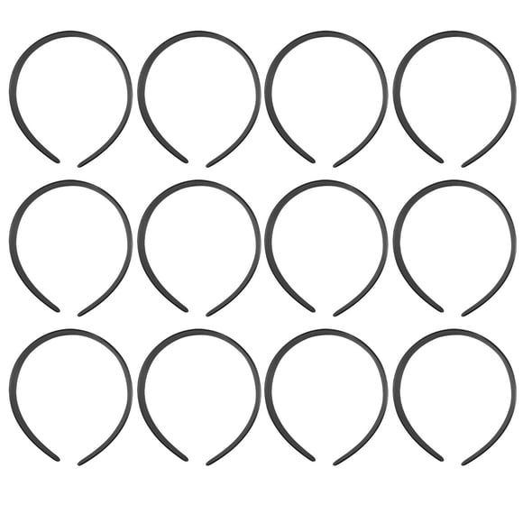 HEATSHAKING 12pcs Plain Black Headbands Wide Plastic for Women Daily Wear