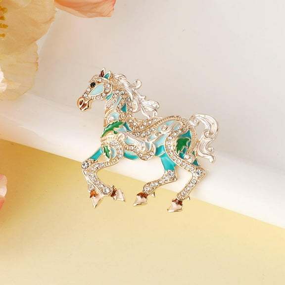Luxury Rhinestone Horse Brooches for Women Zodiac Animal Pins Casual Party Accessories New Year Gifts Friends