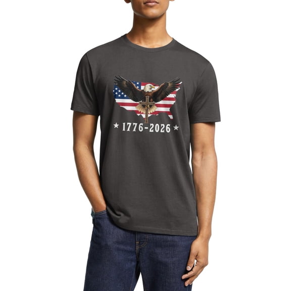 250 Years America Anniversary Men Short Sleeve T Shirts, Vintage USA Flag Brown Graphic Tee for 2026 Independence Day Holiday Wear - S