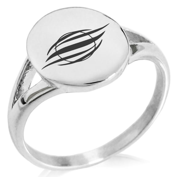Stainless Steel Elemental Air Nation Minimalist Oval Top Polished Statement Signet Ring