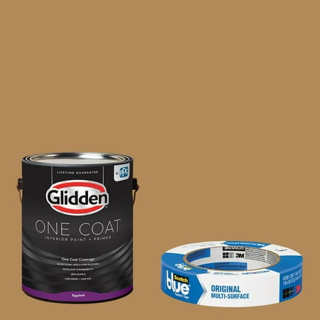 Glidden One Coat, Interior Paint + Primer, Allegro, Semi-gloss Finish, Quart with ScotchBlue Painters Tape Original Multi-Use, .94in x 60yd(24mm x 54,8m