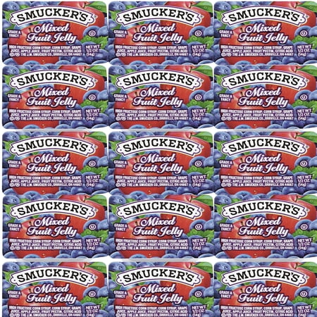 Smucker's Mixed Grape Jelly 30 Count – 0.5 oz Single-Serve Cups, Back to School, Lunchbox Snacks, Portion Control, Shelf-Stable, Breakfast, Travel-Ready Jelly