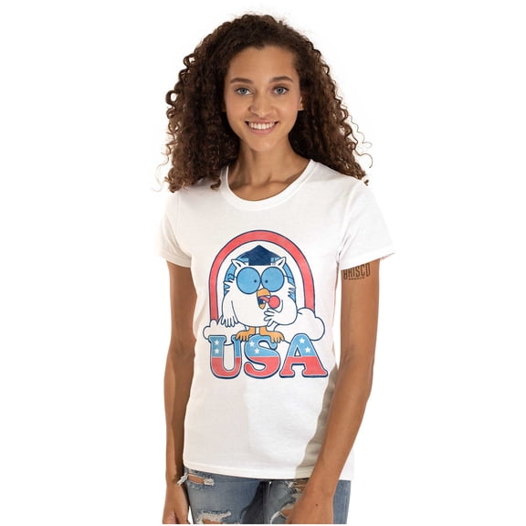 Tootsie Mr Owl American Patriot USA Women's T Shirt Ladies Tee Brisco Brands X