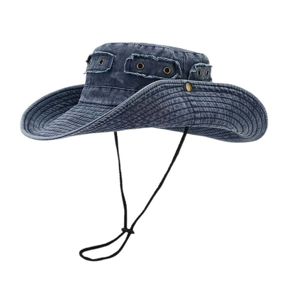 Fgnfyis Vintage Washed Sun Hat with Brass Buckle and Unisex Outdoor Jungle Fishing Cap for Hiking and Camping Womens Hats Navy