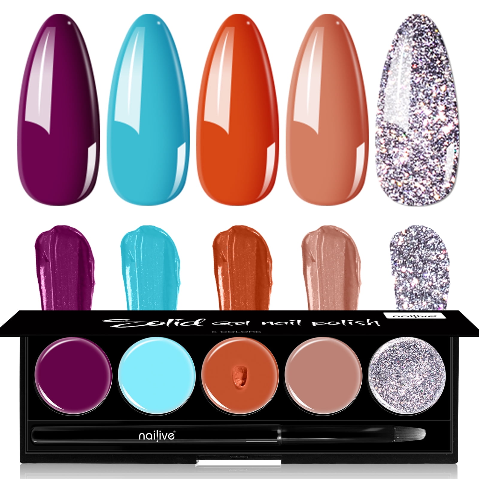 Nailive Solid Gel Nail Polish Set, 5 Colors Pudding Cream Gel Nail