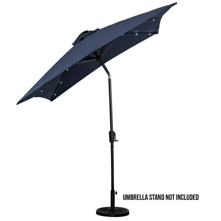 Sun Ray - 9'x7' Rectangular Solar Lighted Umbrella - Teal