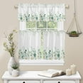 thumbnail image 5 of 3 Piece Curtains Tiers and Valances Set, Eucalyptus Leaves Summer Watercolor Green Leaf Flower Rod Pocket Short Window Treatment Tiers Curtains Panel and Valance for Cafe Bathroom Kitchen, 5 of 6
