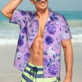 thumbnail image 7 of Kll Men'S Hawaiian Shirt Short Sleeve Button Down Beach Shirts-Violet, 7 of 7