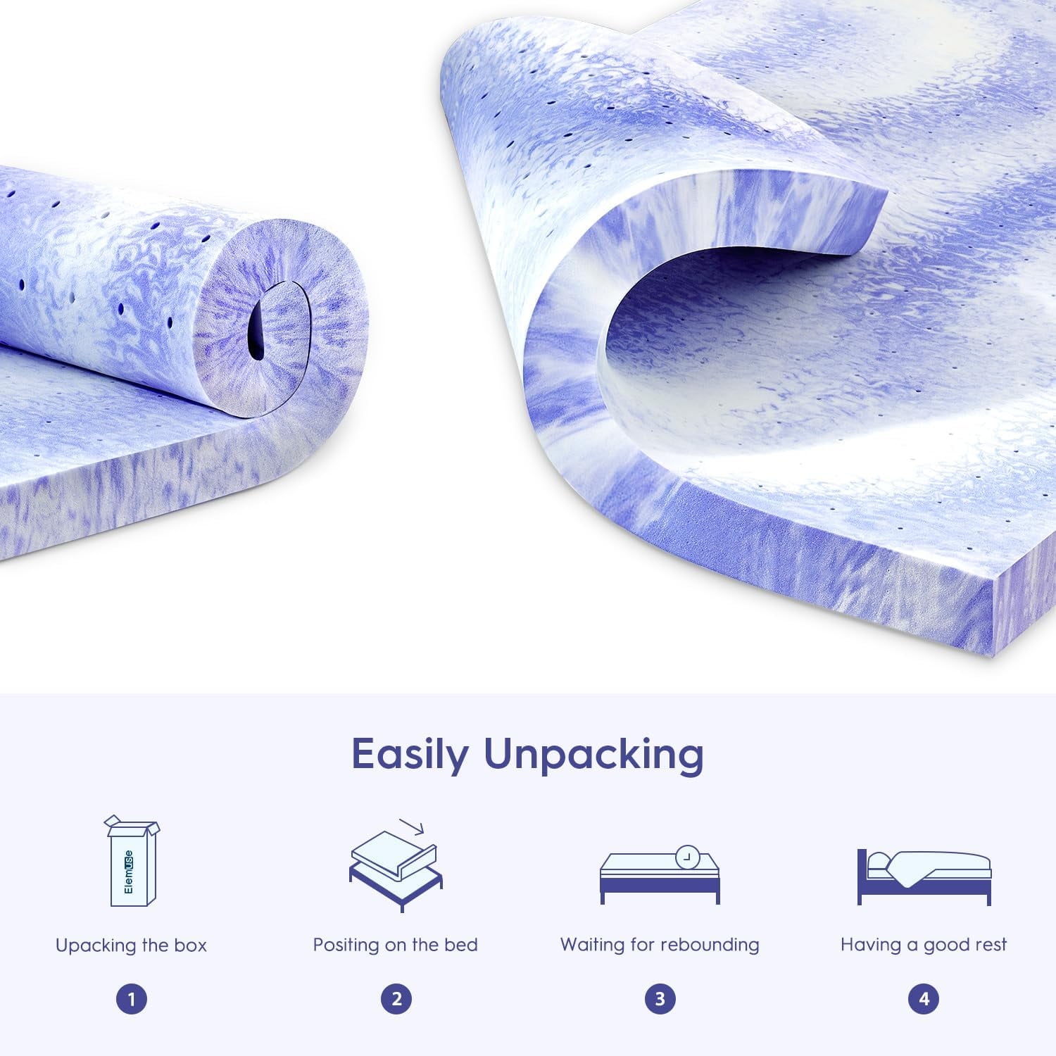 EDX 2 Inch  King Size Memory Foam Mattress Topper, Gel  Memory Foam Mattress Topper for Pressure Relief