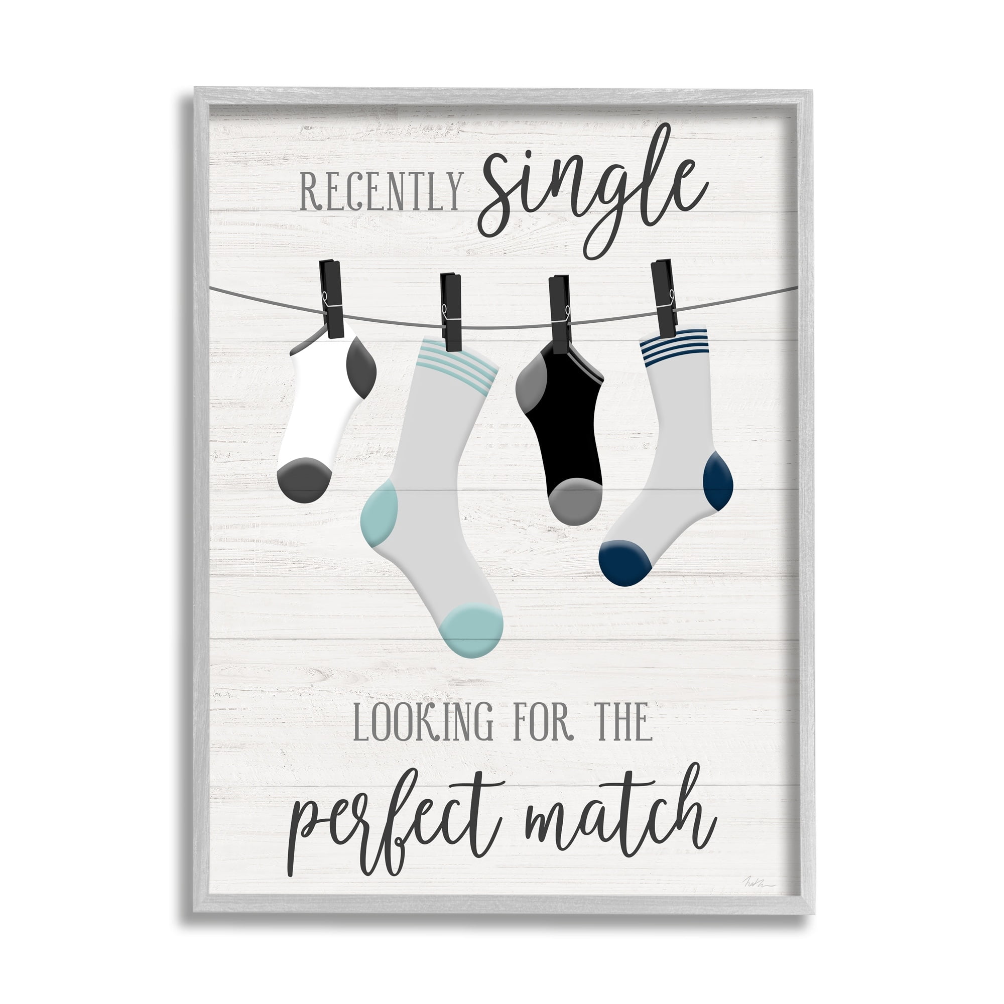 Stupell Industries Recently Single For Perfect Match Laundry Sock Sign, 24 x 30, Design by Natalie Carpentieri
