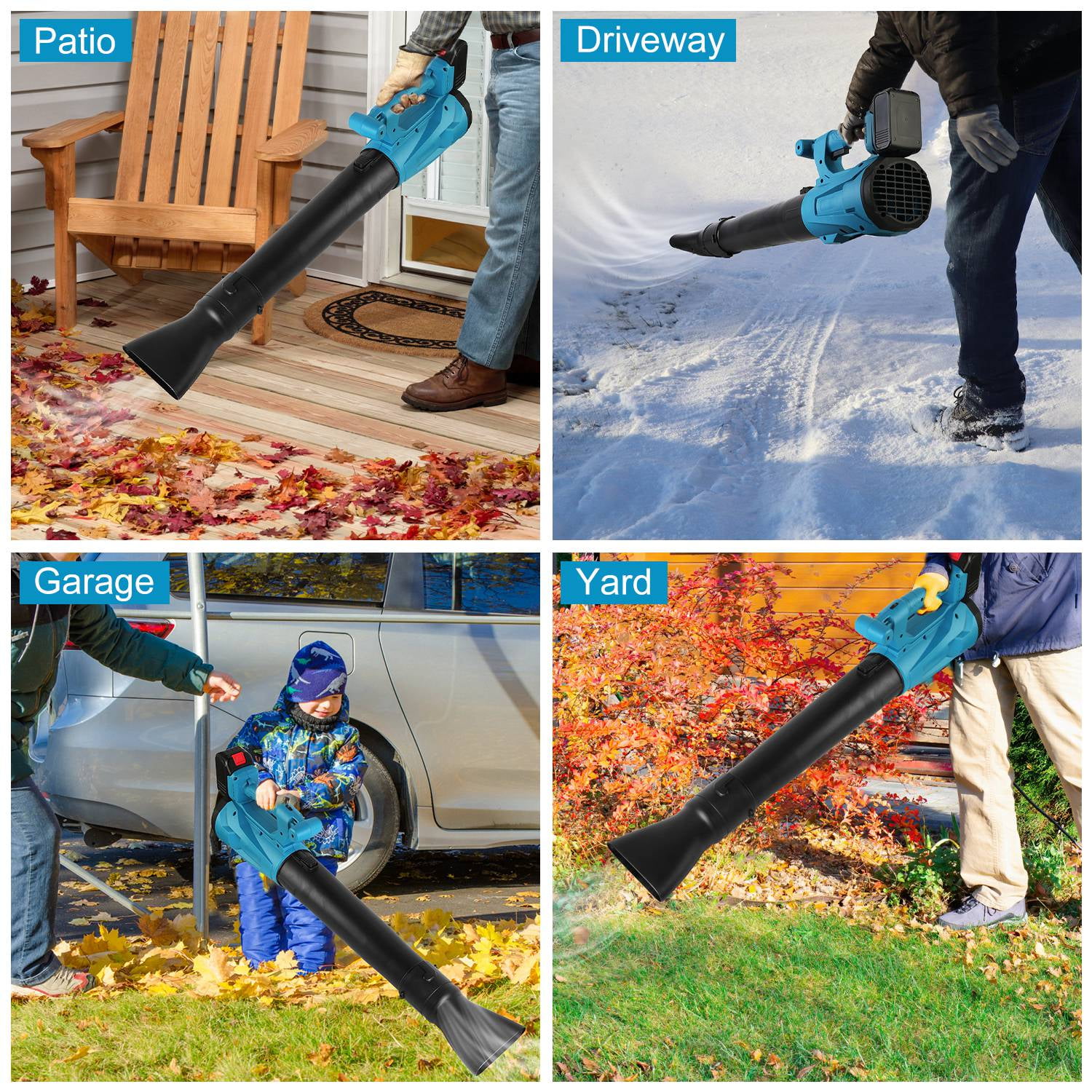Leaf Blower Cordless with 2 21V Battery and Charger, 6 Speed Mode, Electric Lightweight Leaf Blowers for Lawn Care, Yard, Sidewalk and Snow Blowing, Non-Slip Hand Blower