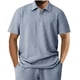 thumbnail image 2 of pstuiky camisetas de hombre, Camiseta informal de verano para hombre, de color liso, con mangas cortas, cremallera y solapa camisetas de hombre xl, 2 of 7
