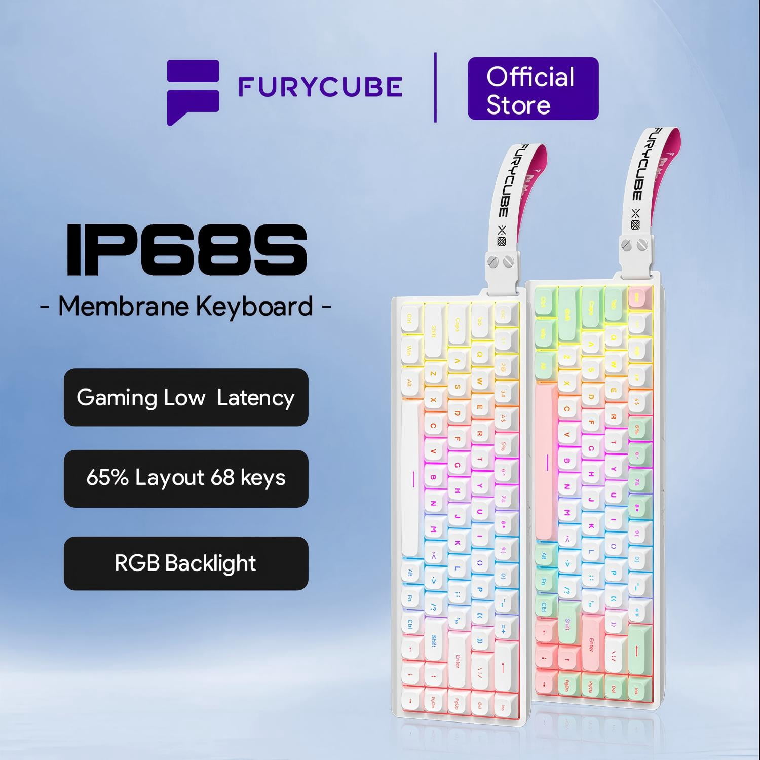 Rechale 60% Layout 68-Key Wired RGB Mechanical Feel Keyboard, PBT Keycaps, Removable Ribbon, Silent Gasket Structure, 8000Hz Polling Rate, Anti-Ghosting, RGB Backlit, for PC Gamers Office Windows Mac