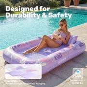 Inflatable Tanning Pool Lounger Float, 70 x 46 Large Suntan Sun Tan Tub for Adults, Tanning Chair, Bed Blow up, Raft Lounge Floatie Blue Checker