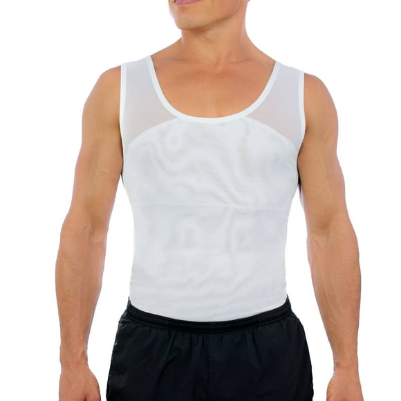 Esteem Apparel Chandail de Compression Thoracique Original pour Homme pour Cacher la Gynécomastie, Gaine Moobs (Blanc, 3TG)