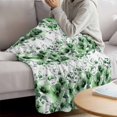 thumbnail image 3 of Green Floral Blanket Soft Cozy Warm Throw Blanket for Couch, Plush Fuzzy Flannel Fleece Blankets for Sofa, Vintage Farmhouse Garden Flower Leaves Bed Blankets Lightweight Gifts for Women, 40"x50", 3 of 9