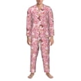 thumbnail image 3 of Vsdgher Rose Flowers Mens Pajama Set, Soft Warm Long Sleeve Sleepwear, Cozy Button-Down Pjs for Men-Medium, 3 of 7