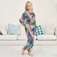 thumbnail image 6 of Fluffy Pajamas Set Fuzzy Winter Warm Pj Sets Pullover Tops and Long Pants Colorful Splashes and Brushstrokes Medium, 6 of 8