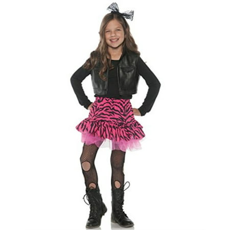Little Girl's 80's Retro Flashback Valley Girl Zebra Rocker Costume Large
