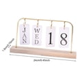 thumbnail image 5 of Dserhfy Metal Flip Calendar with Wooden Base Daily Perpetual Desk Calendar Turn Page Month Date Display Standing Desktop Planner for Office Home, 5 of 7