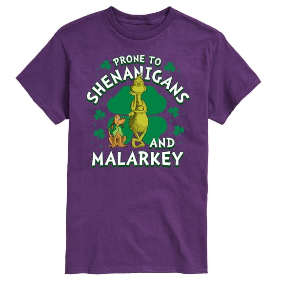 Dr. Suess - The Grinch - Prone To Shenanigans Malarkey - St Patrick's Day - Men's Short Sleeve Graphic T-Shirt