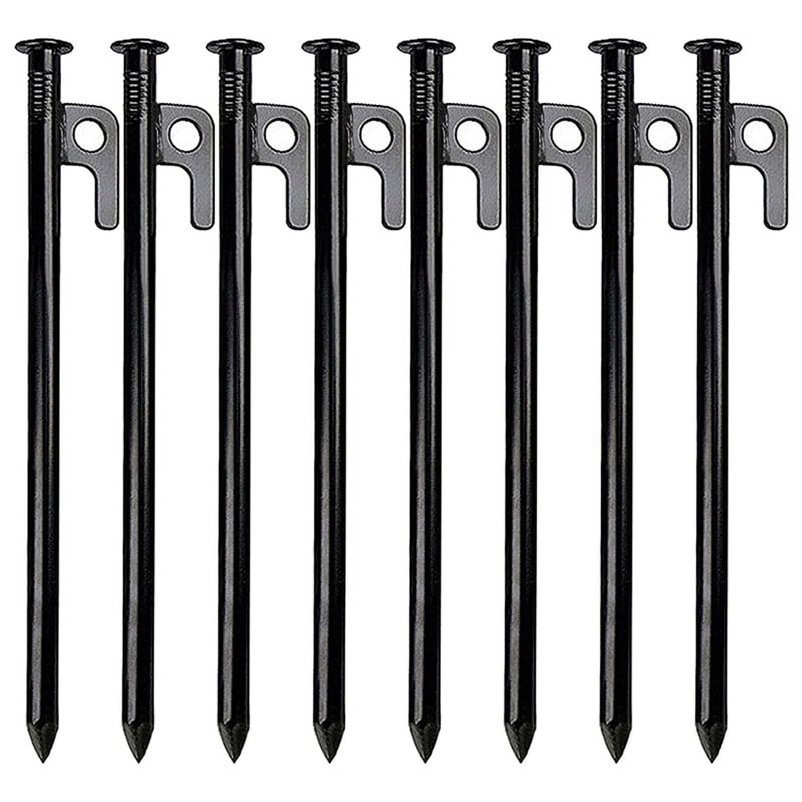 16 Pack Tent Stakes Heavy Duty Metal Tent Pegs for Camping Steel Tent Stakes Unbreakable and Inflexible,40cm,16 x Tent Stakes Tarp Peg,Black