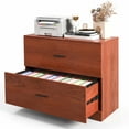thumbnail image 1 of Costway 2-Drawer Wood Lateral File Cabinet with Adjustable Bars for Home Office Walnut, 1 of 10