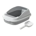 thumbnail image 1 of Cat Litter Box Litter Tray Semi Enclosed Polished Interior Easy to Clean Sturdy Grey, 1 of 9