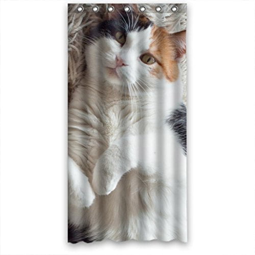 HelloDecor Cat Shower Curtain Polyester Fabric Bathroom Decorative
