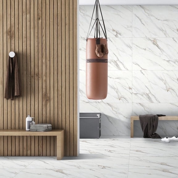 The Tile Life Monarch Oro Borghini 24" x 48" Calacatta Gold Matte Porcelain Floor & Wall Tile, Case (2 Tiles)