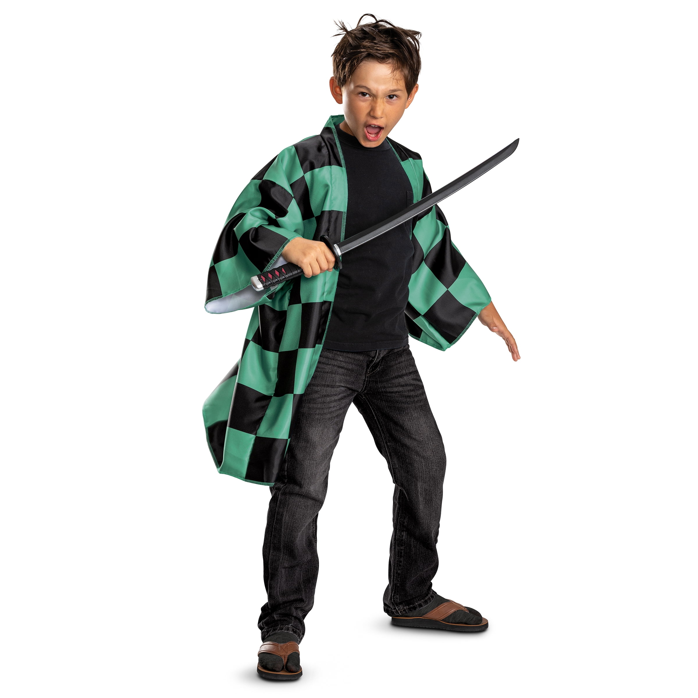 Demon Slayer Tanjiro Halloween Costume for Children, Boys Size M (8), by Disguise