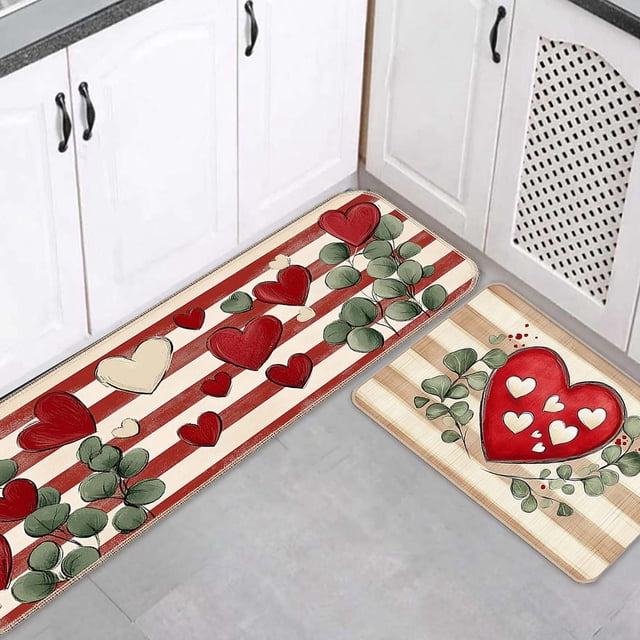 Dsscvnef Ensemble de Tapis de Cuisine Non Doux Confortable pour l'Hiver 2 Pcs Lavable Design Durable