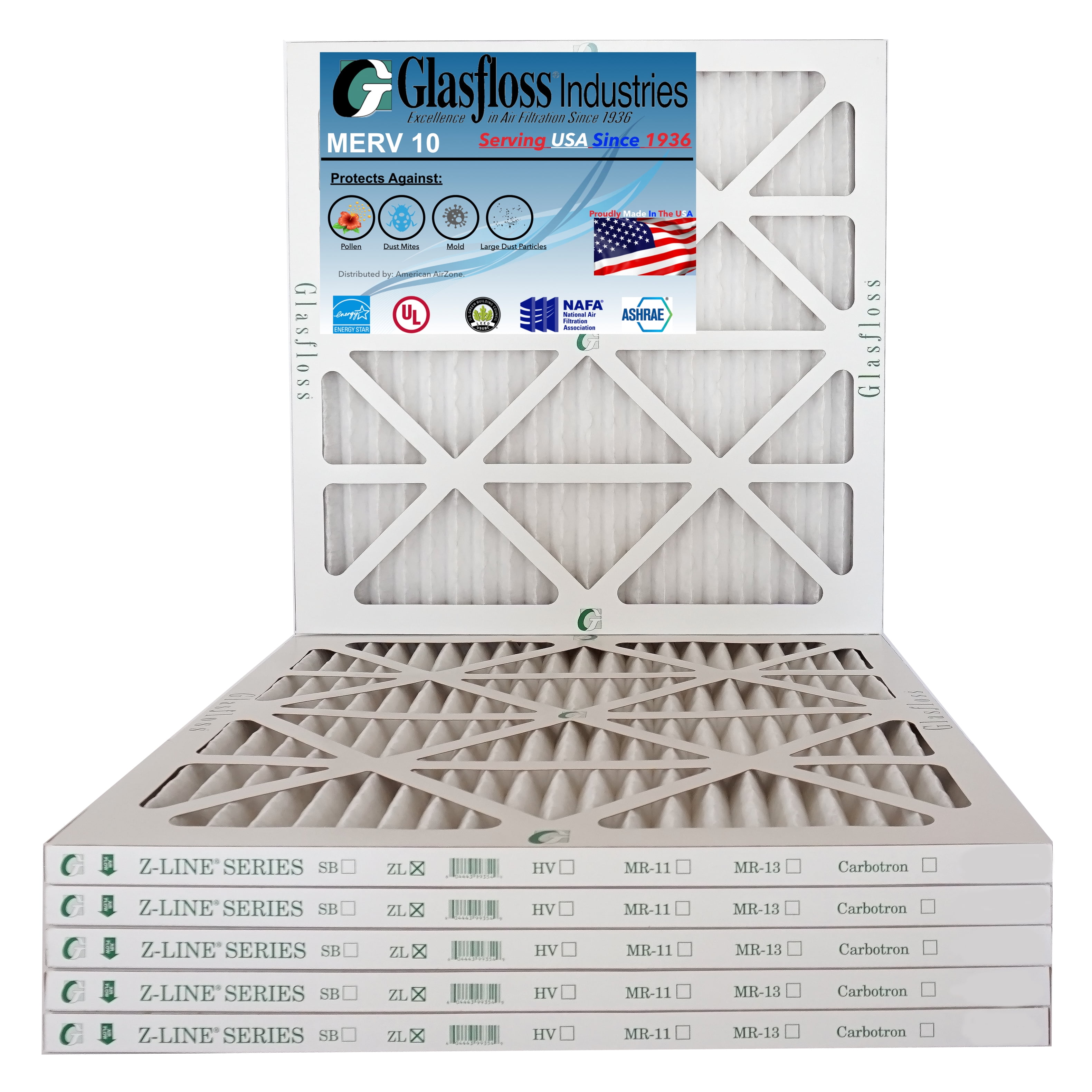 18x18x1 Merv 8 Pleated AC Furnace Air Filters by Glasfloss 6 Pack for sale online 