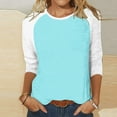thumbnail image 2 of FAIWAD Women's Casual 3/4 Sleeve Tunic Tops Round Neck Color Block T-Shirts Basic Loose Pullover Top, 2 of 5