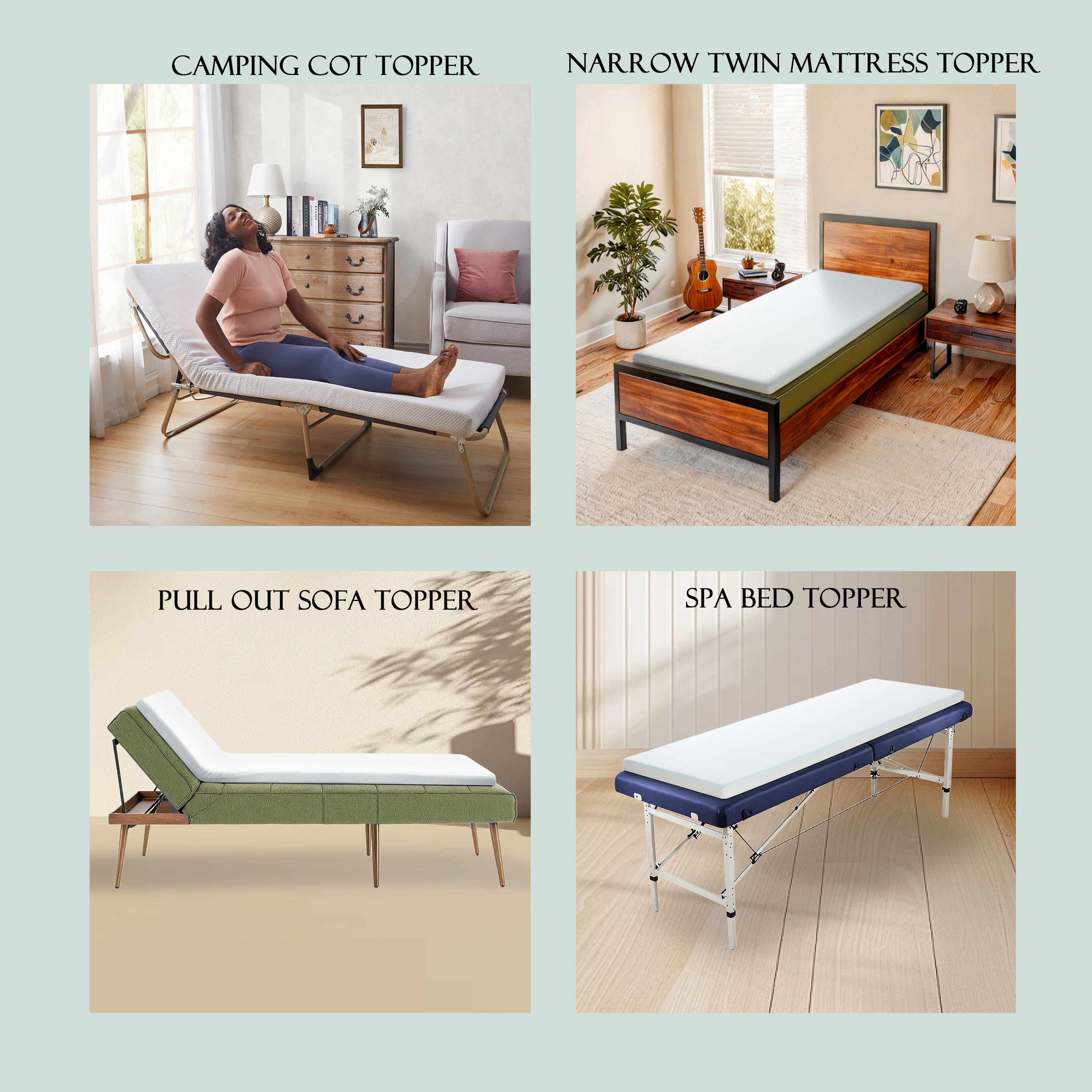 Jamdok 3Inch Cot Mattress Topper Narrow Twin Gel Memory Foam Pad for Camping Cot Sofa Bed Pull Out Chair Cushion Portable Cool 75 x 30