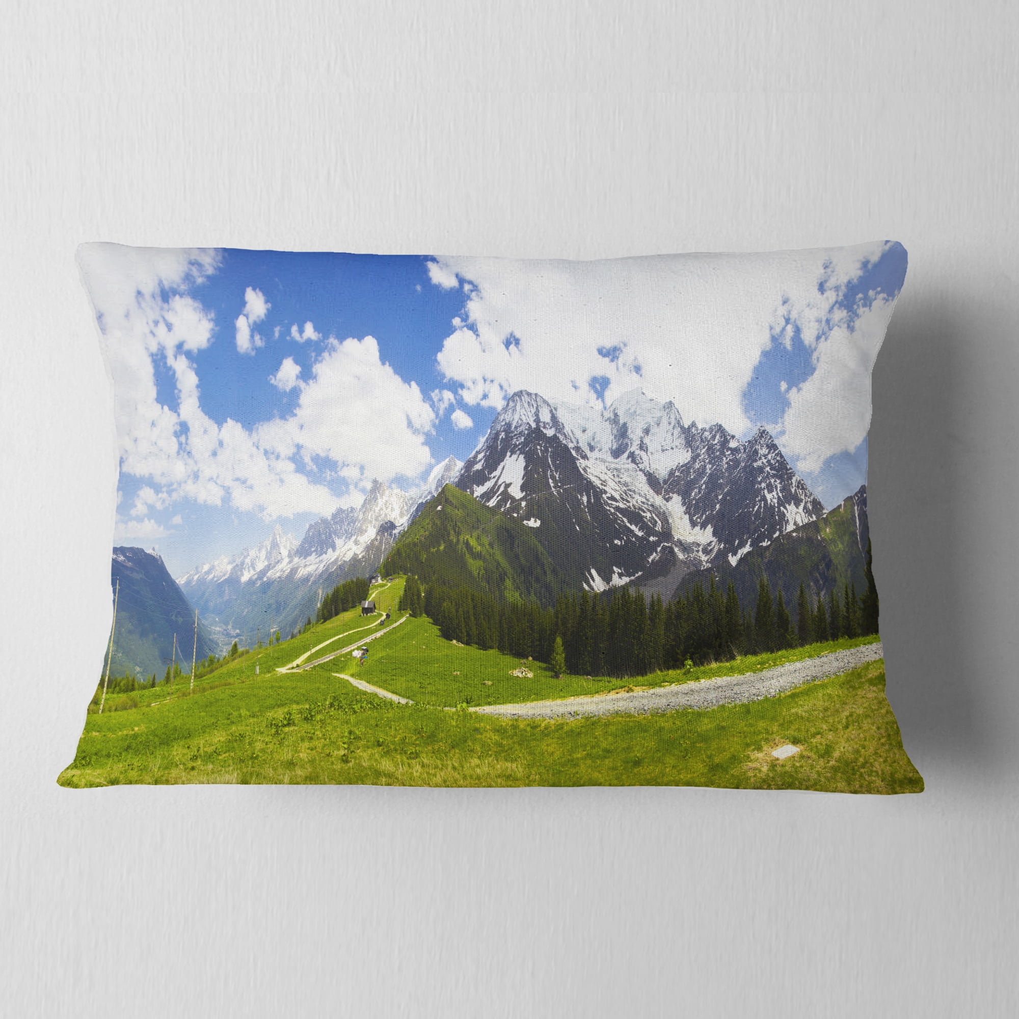 Designart 12" x 20" Blue Polyester Throw Pillow