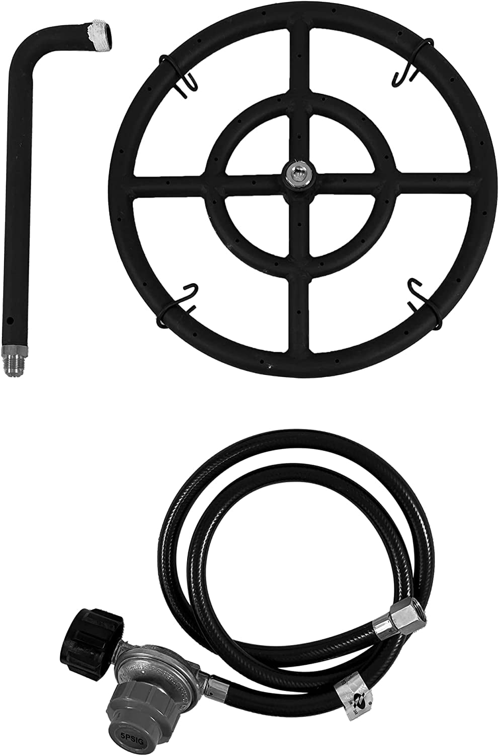Volcano Propane Fire Pit Burner Ring – Portable Outdoor Fire Pit Accessory for Volcano Collapsible Grill, Includes Hose, Regulator & J-Tube, Steel Burner Ring, Quick Assembly (Grill Sold Separately)