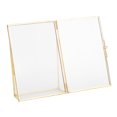 thumbnail image 1 of Brass Retro Glass Metal Desktop Photo Frame Bracket Copper Strip Metal Photo Frame Stand for Home Office Decor, 1 of 7