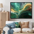 thumbnail image 2 of Designart "River Flow Abstract Green and Gold Marble IV" Extra Large Abstract Framed Wall Art - Modern Green Abstract Marble Entryway Framed Wall Art Print, 2 of 7