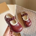 thumbnail image 2 of hengsof Girl's Solid Color Lace Trim Leather Shoes Adorable Versatile Soft Flat Casual Comfortable Slip Ons Fashionable Dress Shoes for Spring Summer, 2 of 9