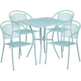 thumbnail image 2 of Flash Furniture Commercial Grade 28" Square Sky Blue Indoor-Outdoor Steel Patio Table Set with 4 Round Back Chairs, 2 of 5