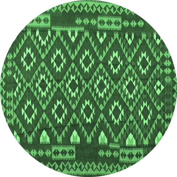 Ahgly Company Indoor Round Southwestern Emerald Green Country Area Rugs, 8' Round