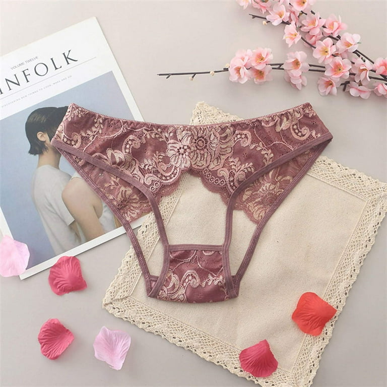 New Year's Saving 2024! AKAFMK Womens Underwear Briefs,Panties for  Women,Women Cutut Lace Underwear Briefs Panties Floral Embroidery Sexy  Hollow Out Lingerie Underpants 