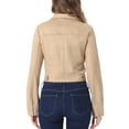 thumbnail image 3 of INSPIRE CHIC Women's Turn Down Collar Faux Suede Cropped Moto Jacket XS Khaki Beige, 3 of 6