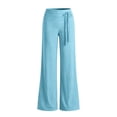 thumbnail image 6 of Nmnitkp Pants for Women Striped Wide Leg Dress Pants with Pockets Drawstring Elastic Back Waist Loose Straight Business Casual Work Trousers for Office Daily Travel Wear Light Blue,2XL, 6 of 6