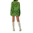 thumbnail image 4 of Liacowi Women Juniors Knitted Sweater Long Sleeve Dinosaur Print Pullover Retro Jumpers Tops Fall Loose Knitwear for Teen, 4 of 8