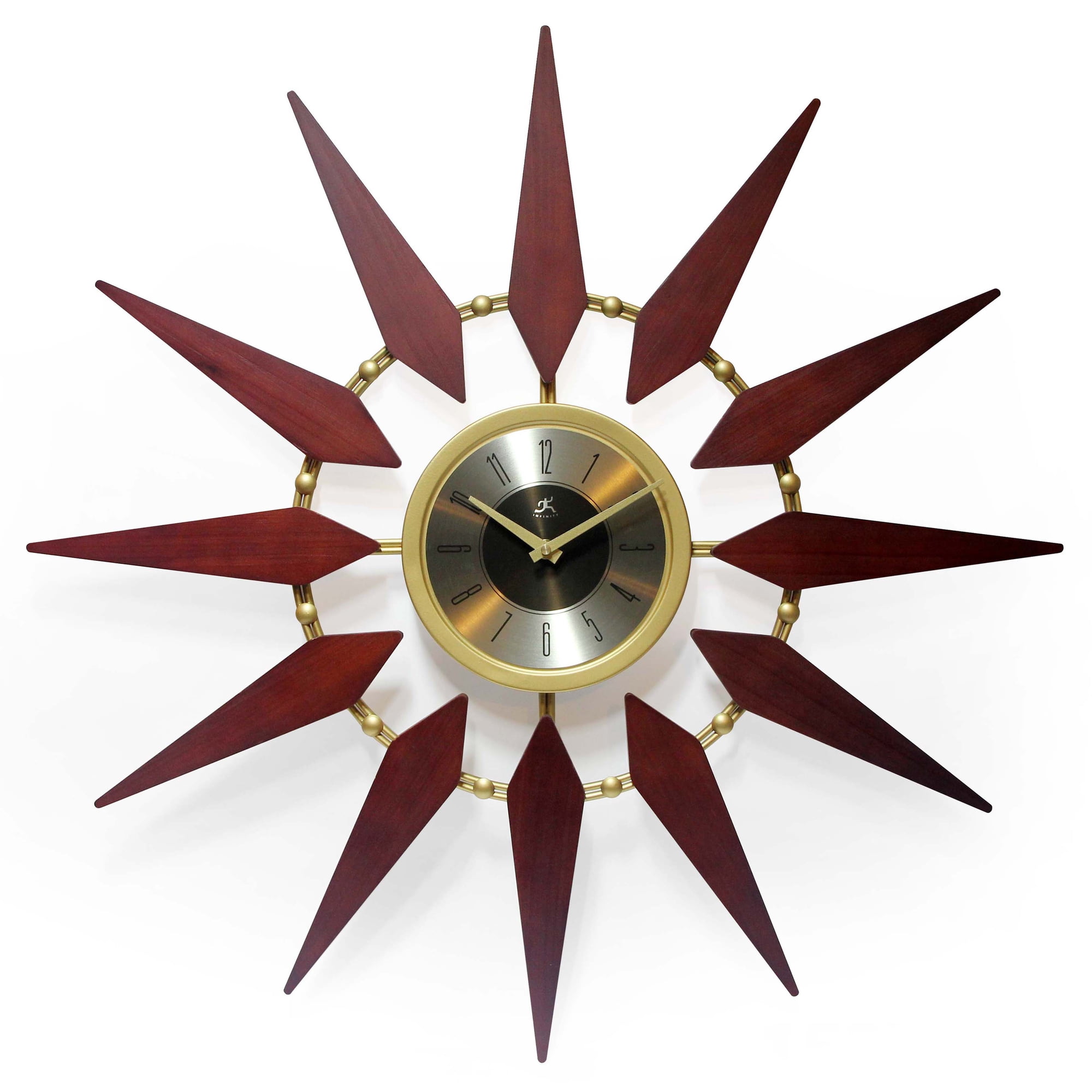 Infinity Instruments Analog Round Natural Mid-Century Wall Clock
