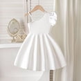 thumbnail image 7 of WAYUTE Girls' Dresses Elegant One Shoulder Elastic Waist Solid Color Pleated A Line Princess Dress for Kids Birthday Party Casual Outdoor, 7 of 7