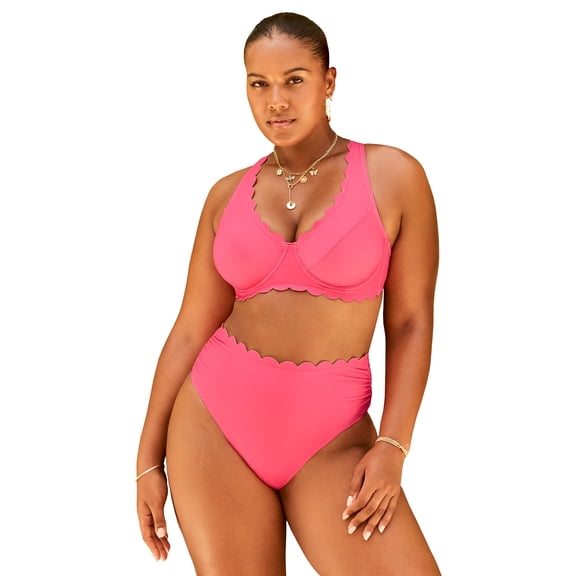 Swimsuits for All Women's Scallop Trim Underwire Bikini Top