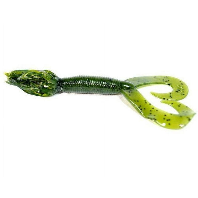 Yamamoto 5" Double Tail Hula Grub – 10 Pack, Watermelon/Black Flake, For Bass Fishing In All Depths